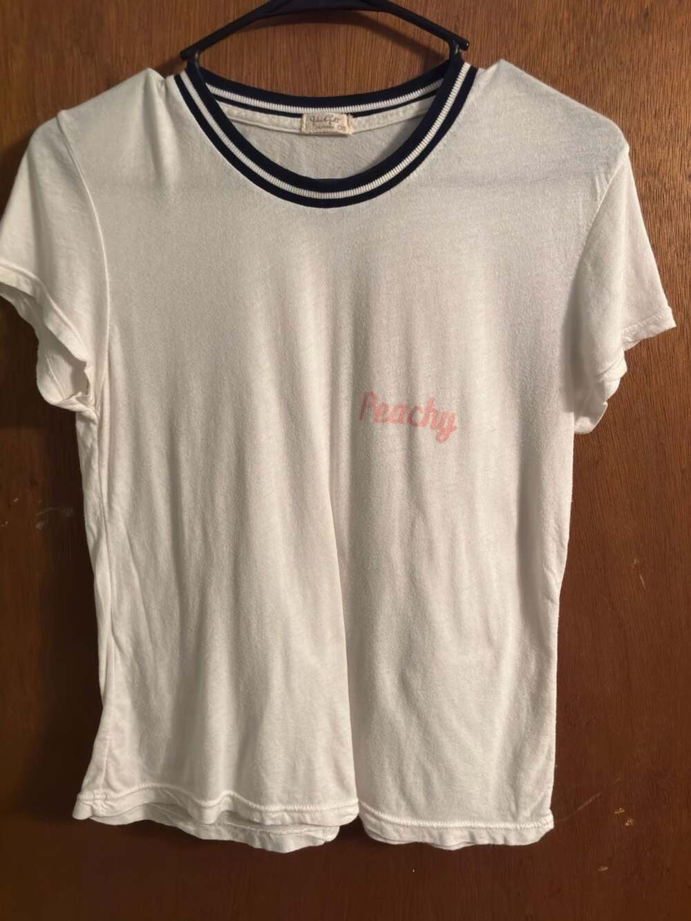 John Galt White Peachy Ringer T-Shirt
